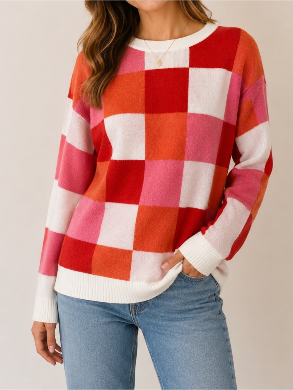 Color Block Crew Neck Sweater – Cozy & Chic (NWOT, Size M)